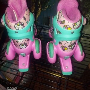 Kids Pink and Green Roller Skates
